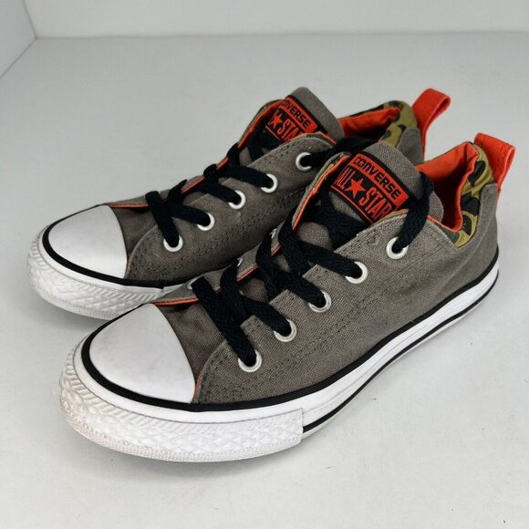 Converse Boys 635471F Gray All Star Mid Low Top Lace Up Size 2 Canvas Shoes - Picture 1 of 9